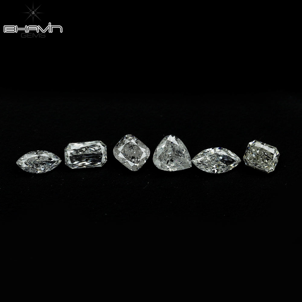 0.40 CT/ 6 Pcs Mix Shape Natural Diamond White Color SI2 Clarity (3.06 MM)