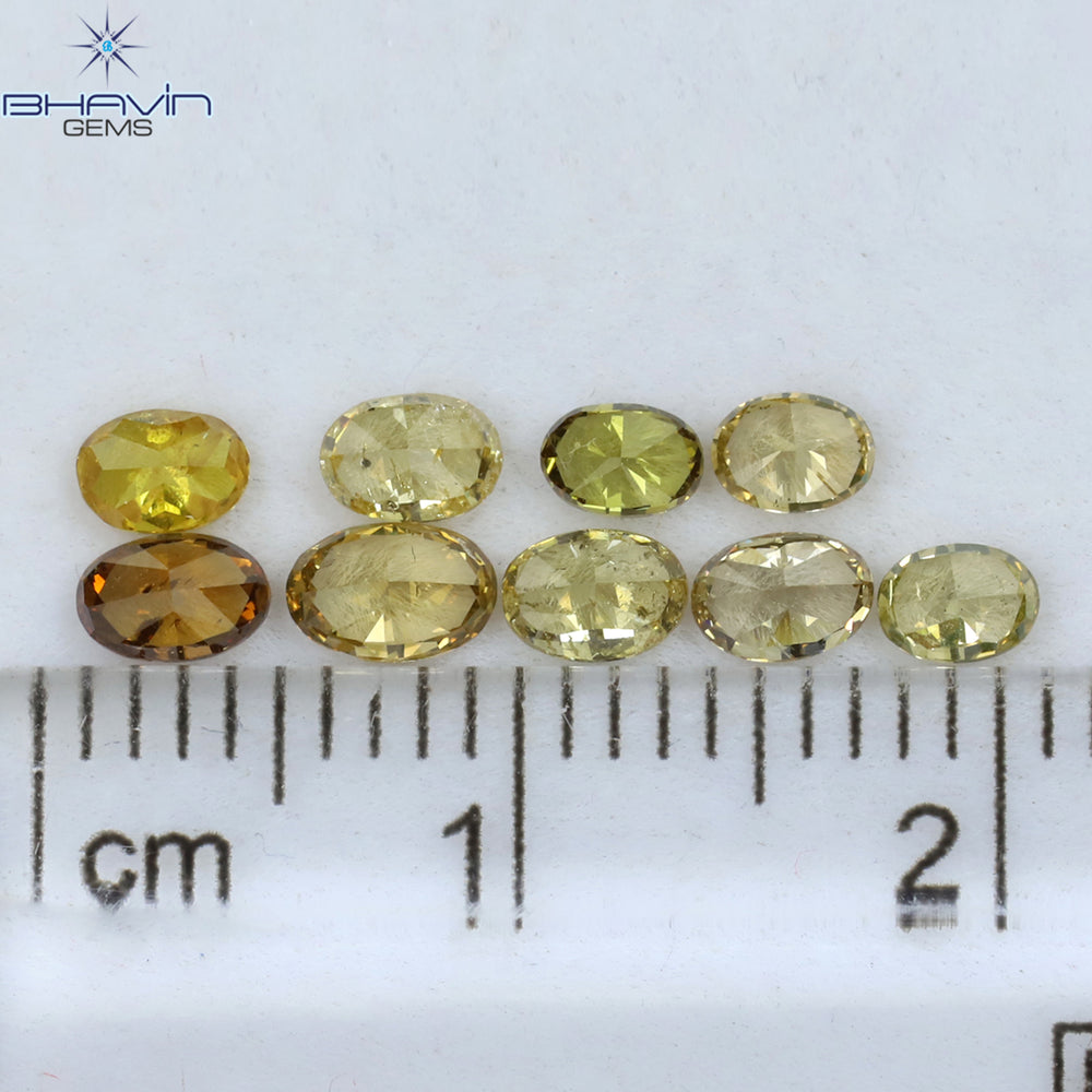 1.31 CT/9 Pcs Oval Shape Natural Diamond Mix Color SI Clarity (3.45 MM)