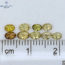 1.31 CT/9 Pcs Oval Shape Natural Diamond Mix Color SI Clarity (3.45 MM)