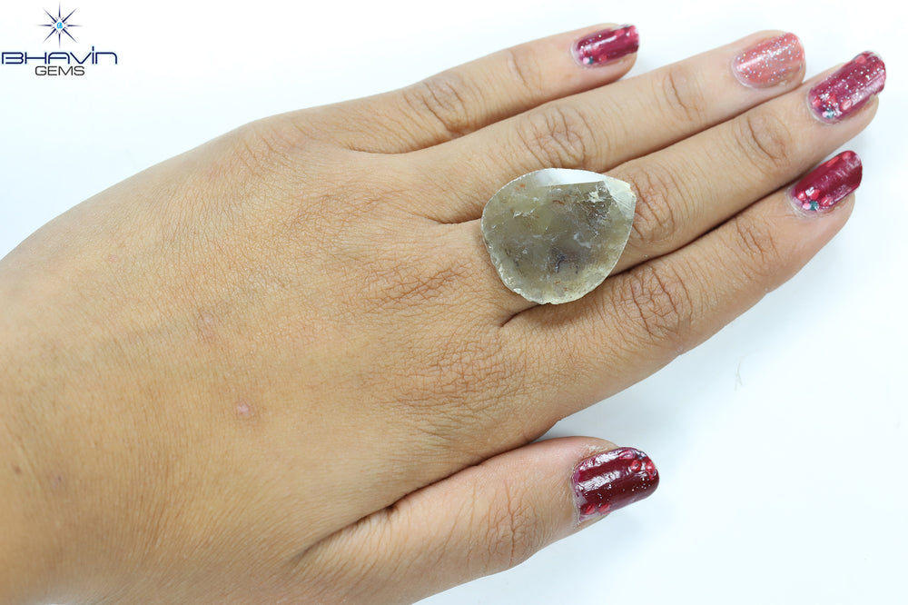 16.12 CT Slice Shape Natural Diamond Salt And Pepper Color I3 Clarity (29.51 MM)