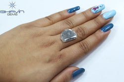 6.04 CT スライス シェイプ ナチュラル ダイヤモンド ソルト アンド ペッパー カラー I3 クラリティ (21.71 MM)