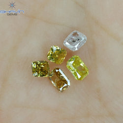 0.44 CT/5 Pcs Radiant Shape Natural Diamond Mix Color SI2 Clarity (3.20 MM)