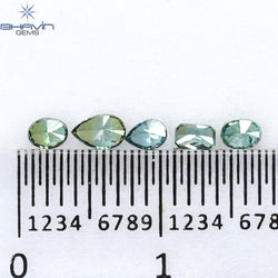 0.38 CT/5 Pcs Mix Shape Natural Diamond Blue Green Color VS-SI Clarity (3.90 MM)