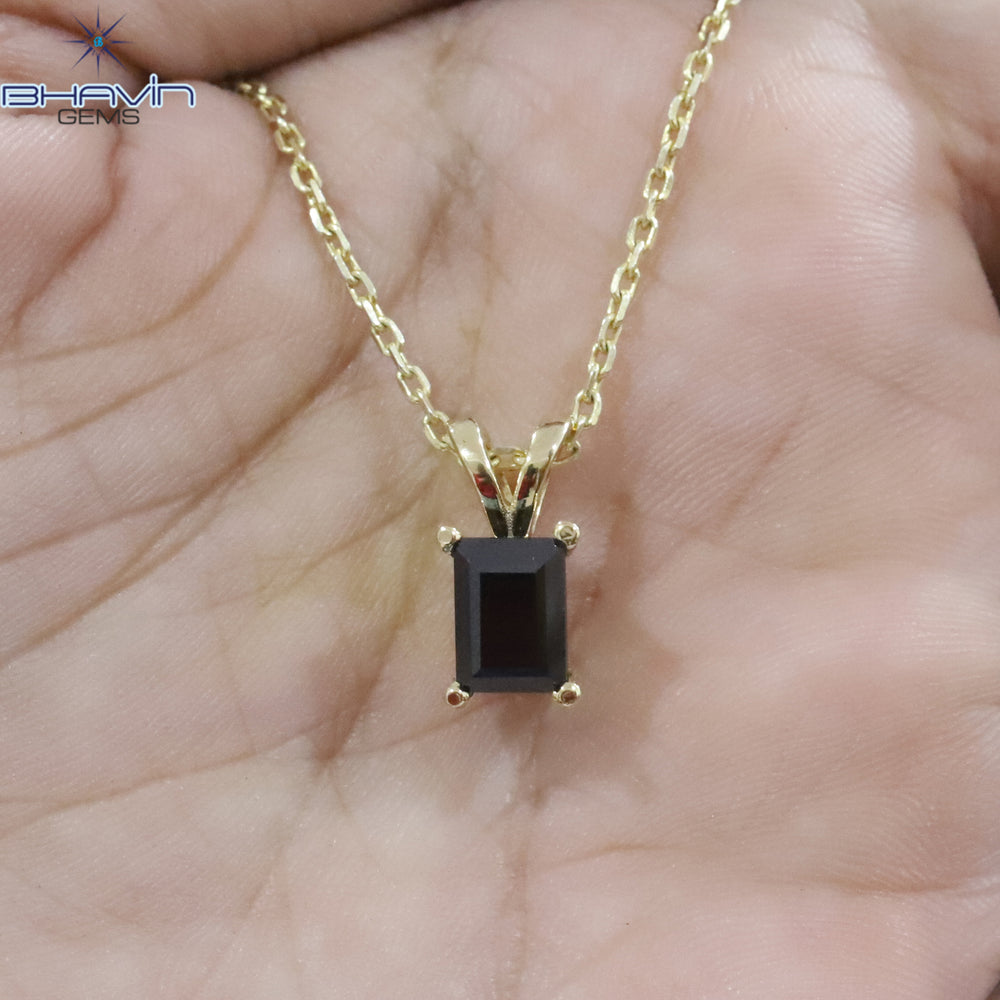 Diamond Pendant-Earring, Emerald Diamond, Black Diamond, Yellow Gold, Bridal Necklace