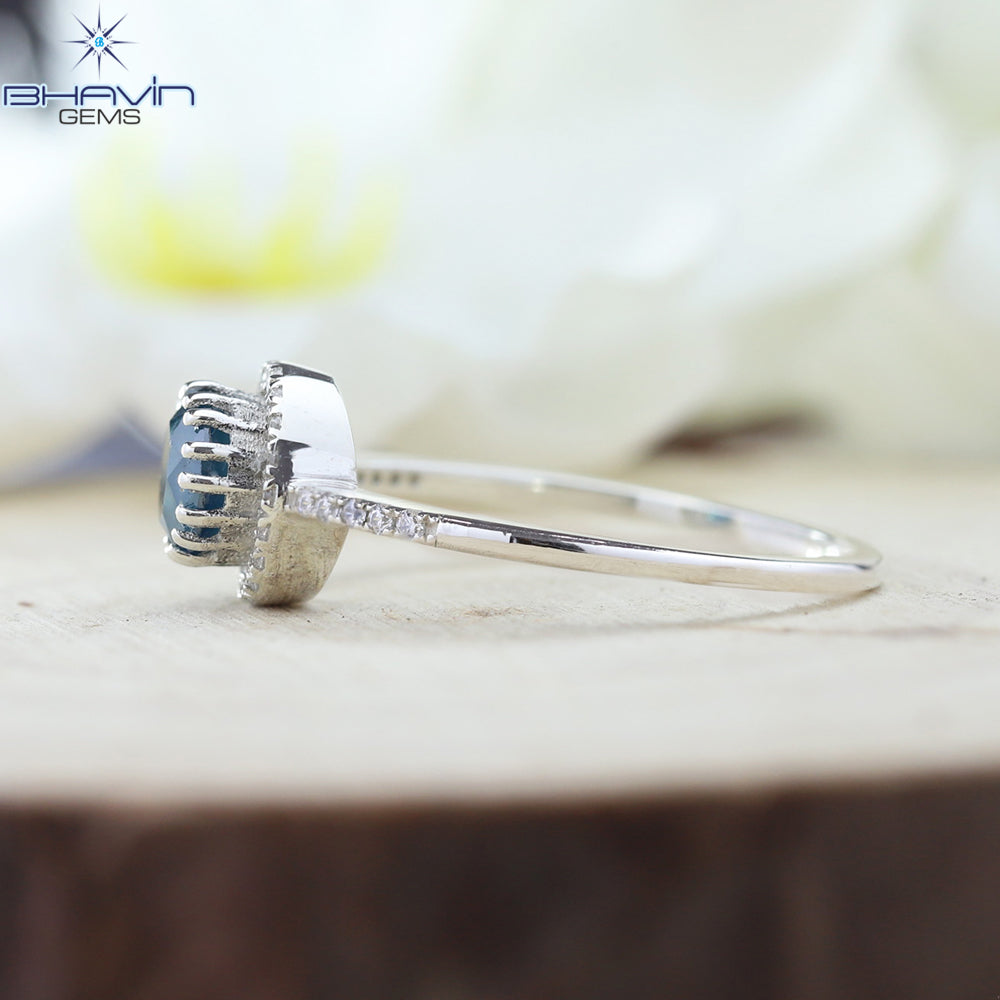 Gold Metal Blue Round Shape Diamond Engagement Ring And Wedding Diamond Ring