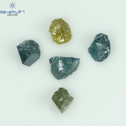 1.12 CT/5 PCS Rough Shape Enhanced Mix Color Natural Diamond I3 Clarity (4.41 MM)