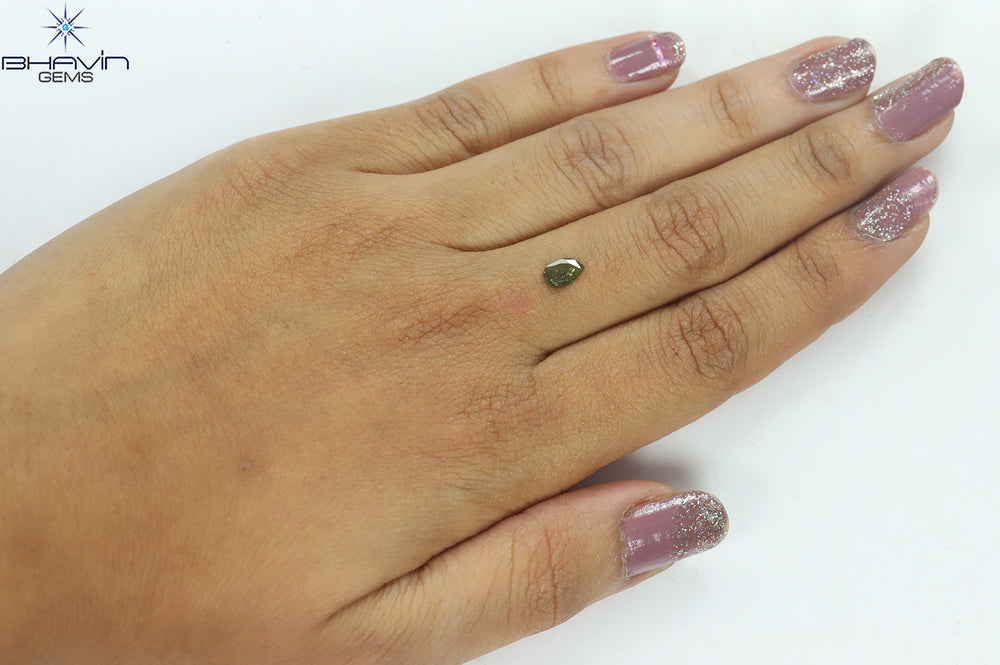 0.23 CT Pear Shape Natural Diamond Green Color I2 Clarity (6.27 MM)