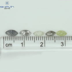 0.78 CT/5 Pcs Marquise Uncut Shape Mix Natural Loose Diamond I3 Clarity (6.35 MM)