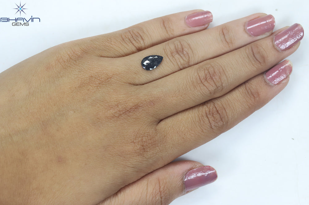 1.20 CT Pear Shape Natural Diamond Black Color I3 Clarity (10.68 MM)