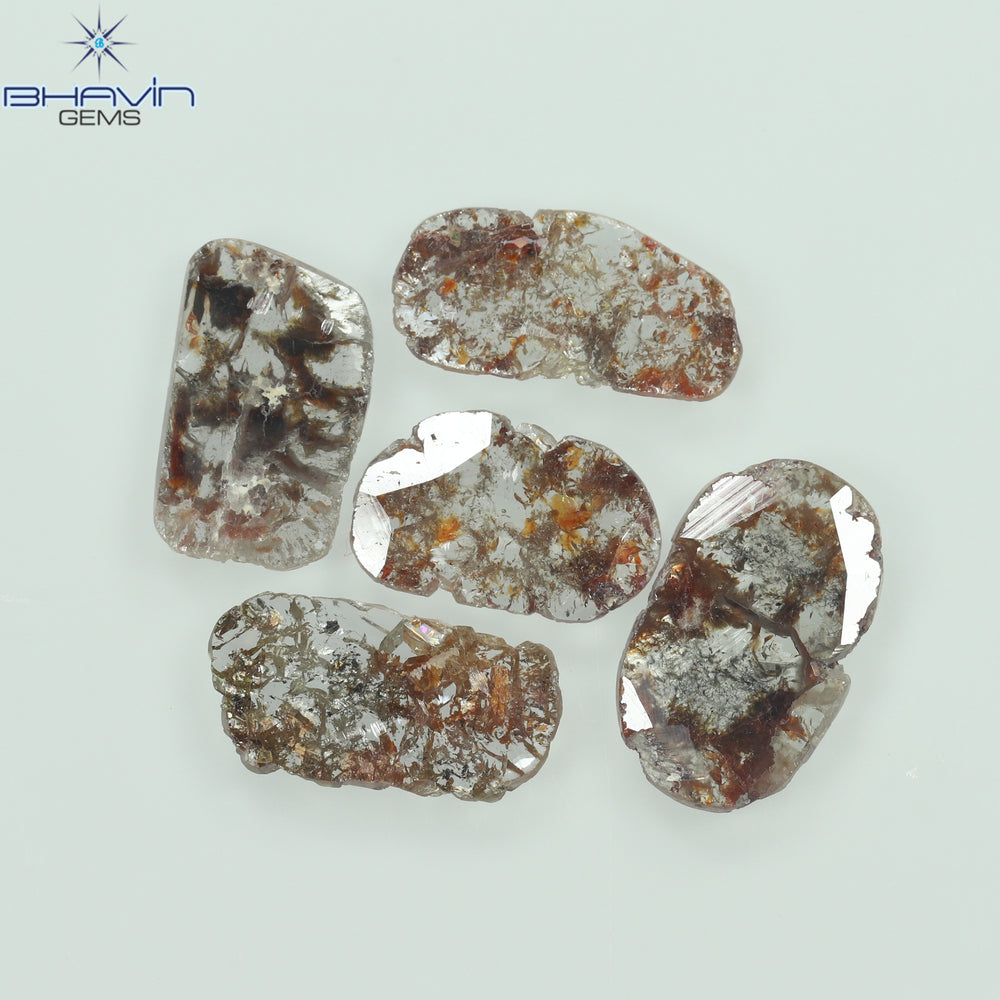 3.57 CT/5 Pcs Slice Shape Natural Loose Diamond Brown Color I3 Clarity (11.59 MM)