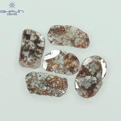 3.57 CT/5 Pcs Slice Shape Natural Loose Diamond Brown Color I3 Clarity (11.59 MM)