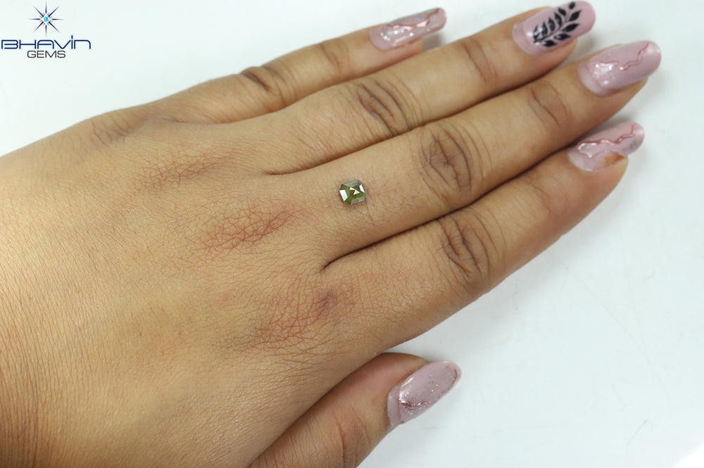 0.68 CT Radiant Shape Natural Loose Diamond Gray Yellow Color I3 Clarity (5.12 MM)