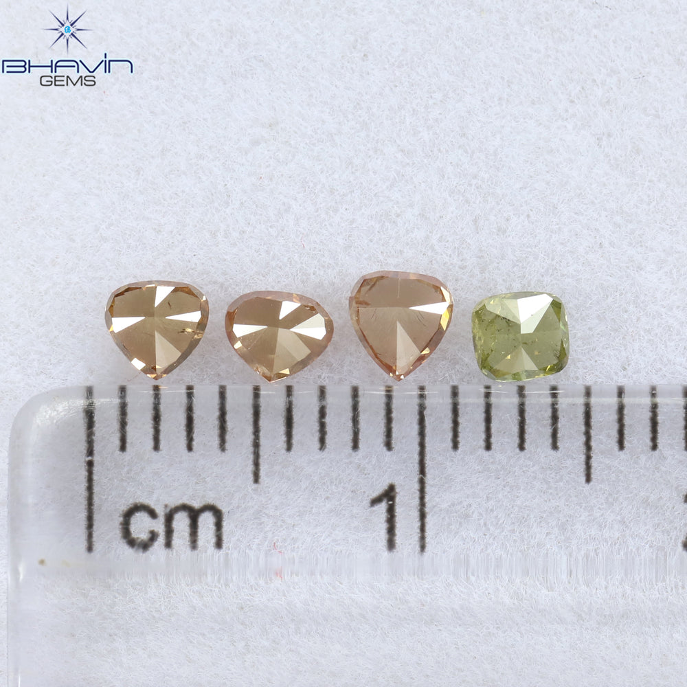 0.49 CT/4 Pcs Mix Shape Natural Diamond Pink Color SI2 Clarity (3.33 MM)