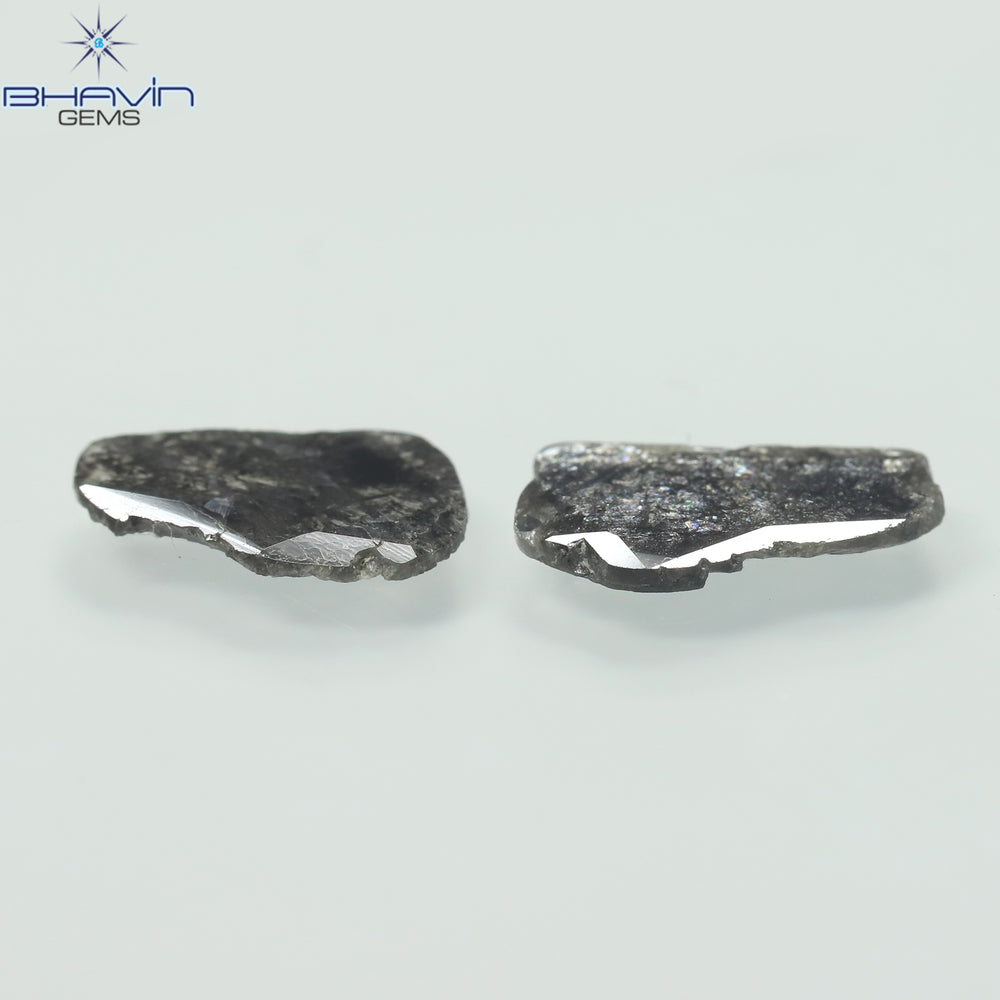 1.60 CT Slice Shape Natural Diamond Salt And Pepper Color I3 Clarity (11.19 MM)