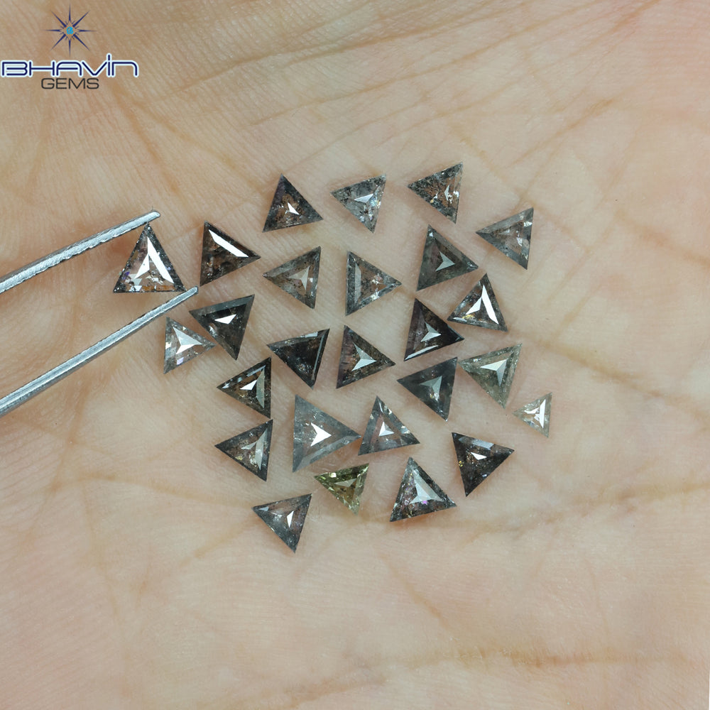 2.84 CT/45 Pcs Triangle Shape Natural Loose Diamond Salt And Pepper Color I3 Clarity (2.80 MM)