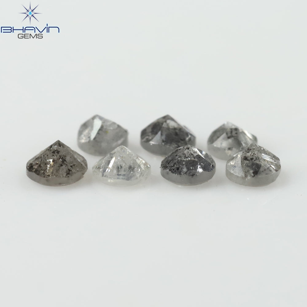 0.31 CT/7 Pcs Uncut Shape Salt And Pepper Color Natural Loose Diamond I3 Clarity (2.28 MM)