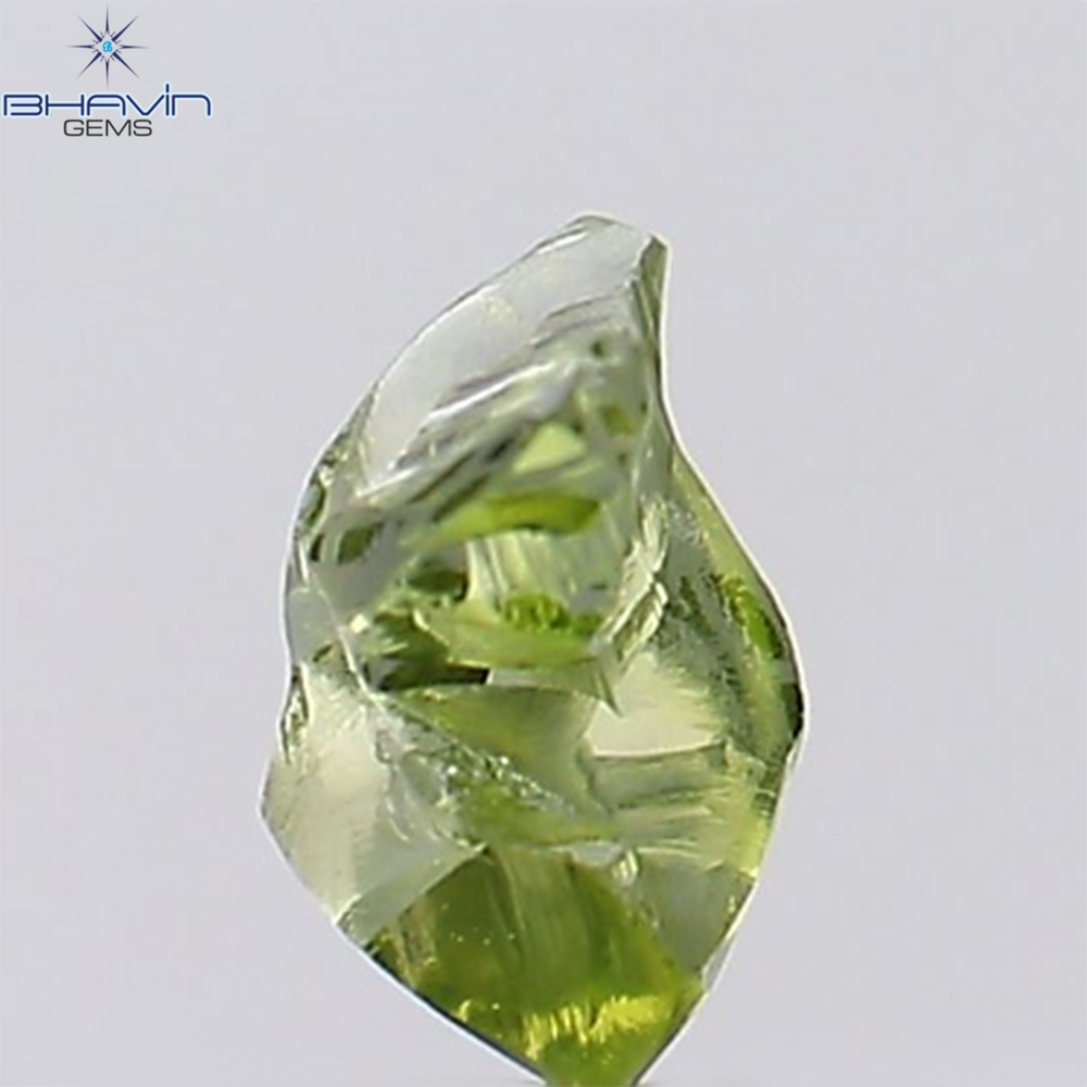 0.62 CT, Rough Shape, Natural Diamond, Green Color, VS2 Clarity (5.96 MM)
