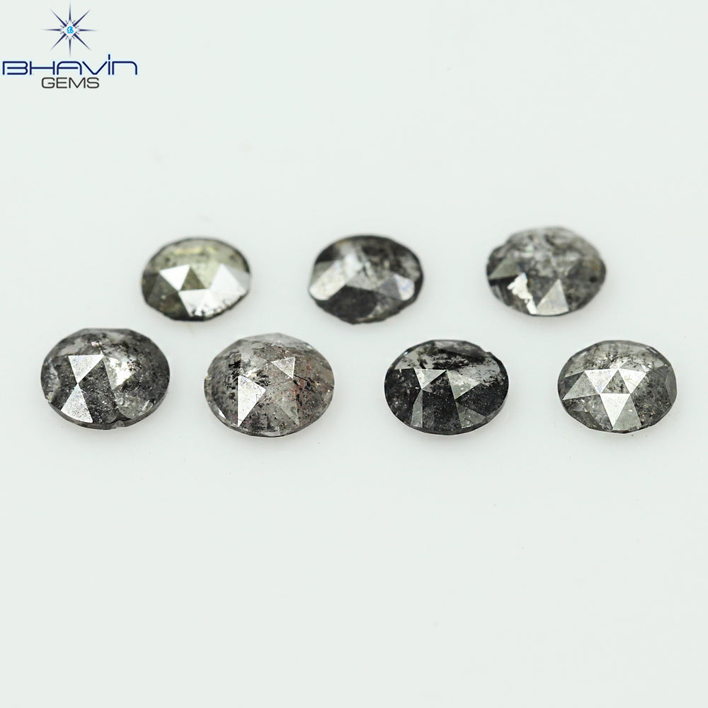 0.55 CT/7 Pcs Round Rose Cut Shape Natural Loose Diamond Salt And Pepper Color I3 Clarity (3.26 MM)