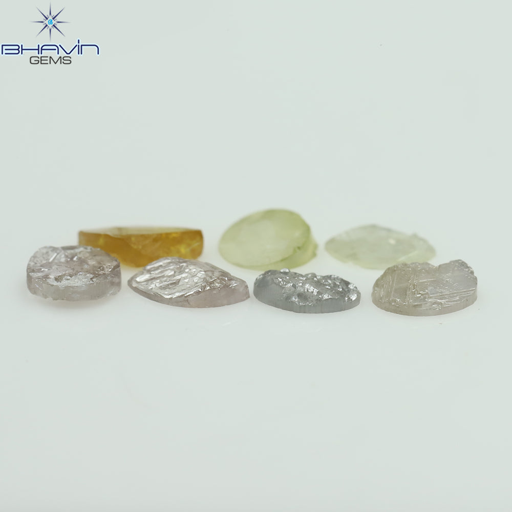 0.59 CT /7 Pcs Uncut Shape Mix Natural Loose Diamond I3 Clarity (4.25 MM)