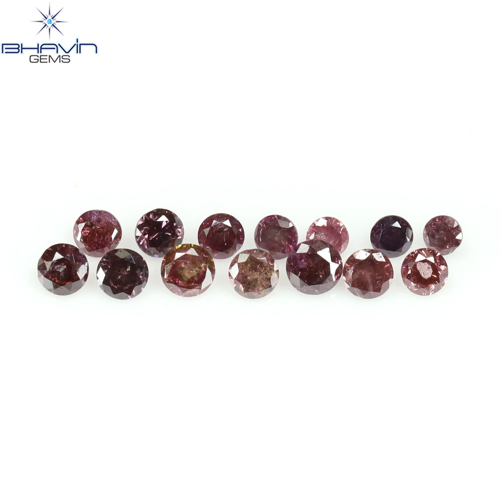 0.20 CT/14 Pcs Round Shape Natural Loose Diamond Pink Color I1 Clarity (1.50 MM)