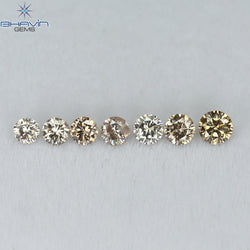 0.56 CT/7 Pcs Round Shape Natural Loose Diamond Brown Pink (Argyle) Color VS2 Clarity (3.20 MM)