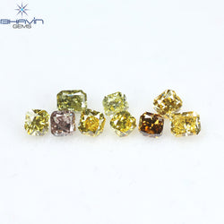 0.81 CT/9 Pcs Radiant Shape Natural Diamond Mix Color VS2 Clarity (2.93 MM)