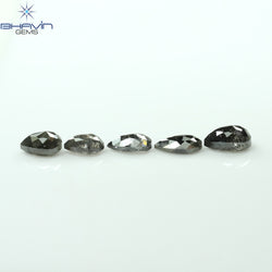 1.37 CT/5 PCS Pear Shape Natural Diamond Salt And Pepper Color I3 Clarity (5.15 MM)