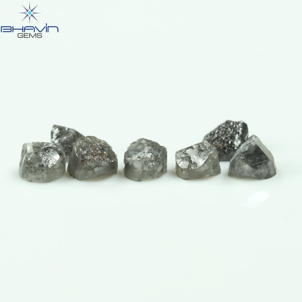 1.17 CT/7 Pcs Uncut Shape Salt And Pepper Natural Loose Diamond I3 Clarity (3.10 MM)