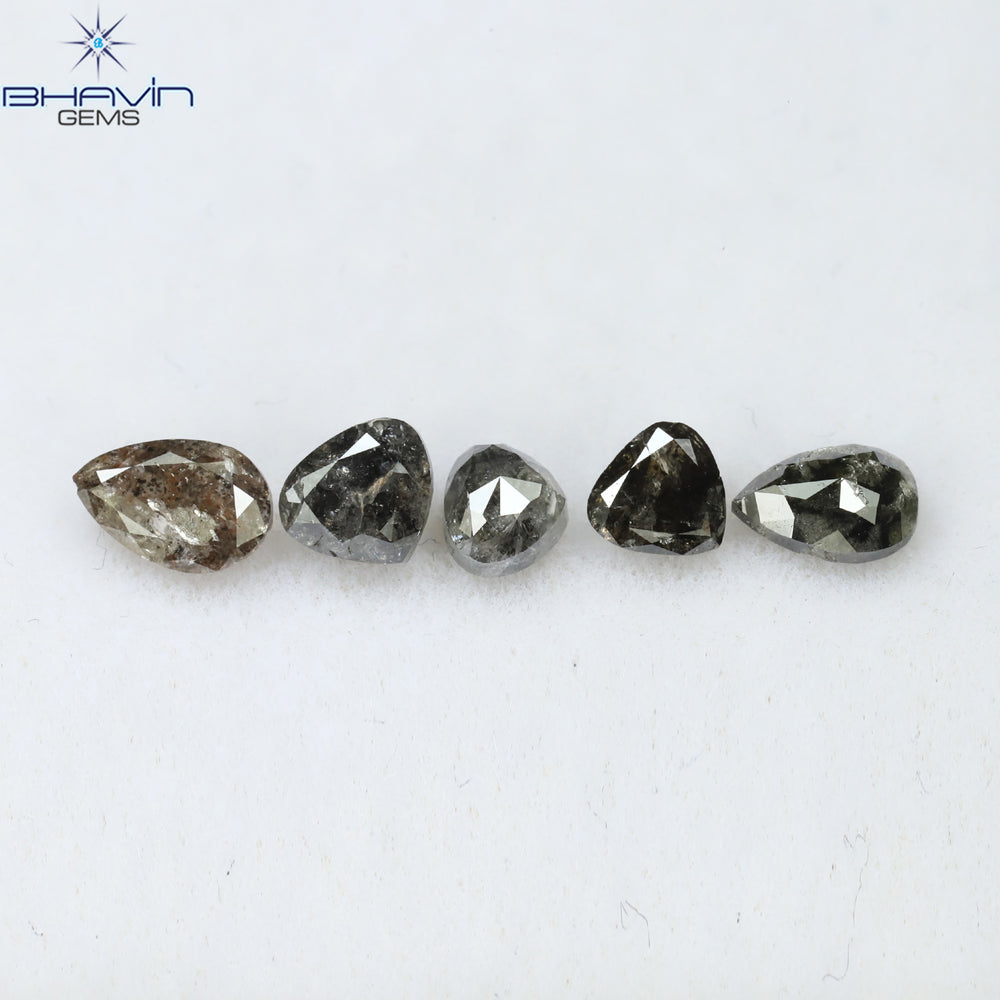 1.91 CT/5 PCS Mix Shape Natural Diamond Salt And Pepper Color I3 Clarity (6.00 MM)