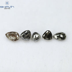 1.91 CT/5 PCS Mix Shape Natural Diamond Salt And Pepper Color I3 Clarity (6.00 MM)