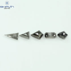 1.04 CT/5 PCS Mix Shape Natural Diamond Salt And Pepper Color I3 Clarity (5.75 MM)