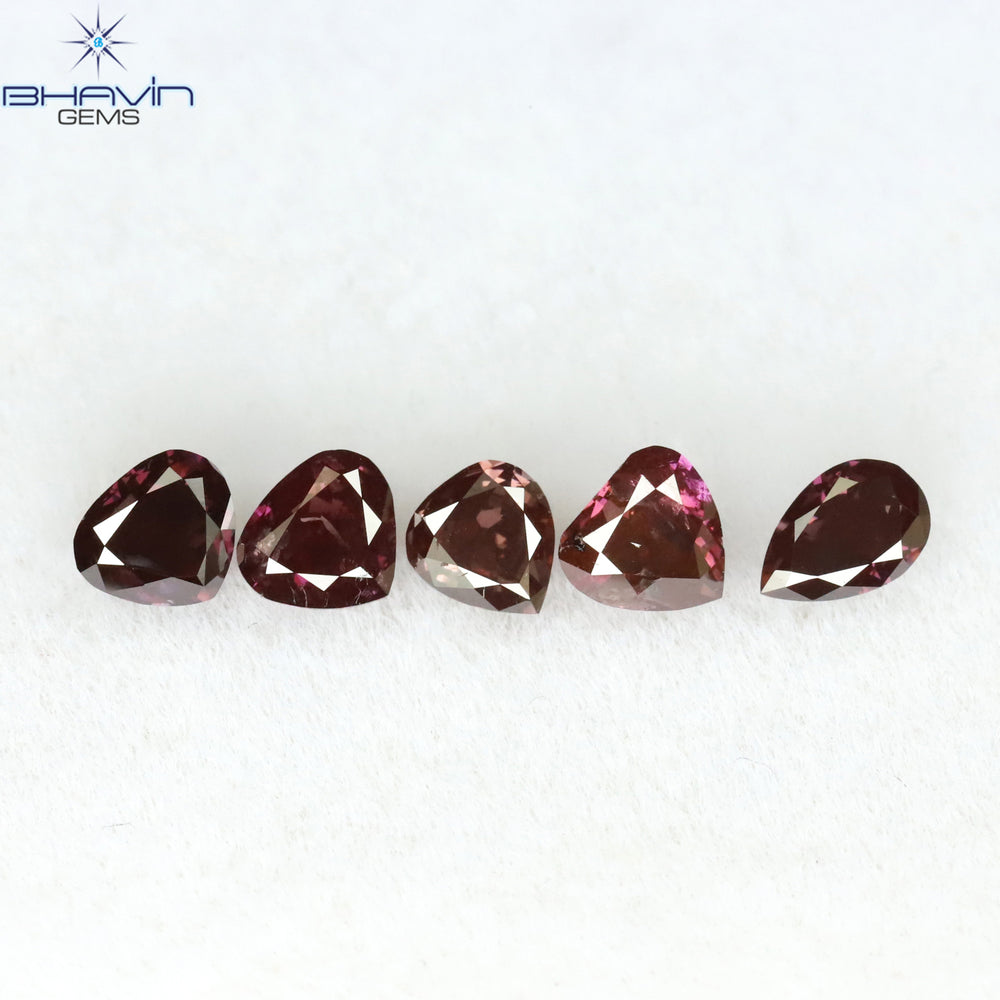 0.75 CT/5 Pcs Mix Shape Natural Diamond Pink Color SI2 Clarity (4.00 MM)