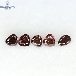 0.75 CT/5 Pcs Mix Shape Natural Diamond Pink Color SI2 Clarity (4.00 MM)