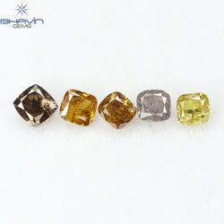 1.23 CT/5 Pcs Cushion Shape Natural Diamond Mix Color SI2 Clarity (3.75 MM)