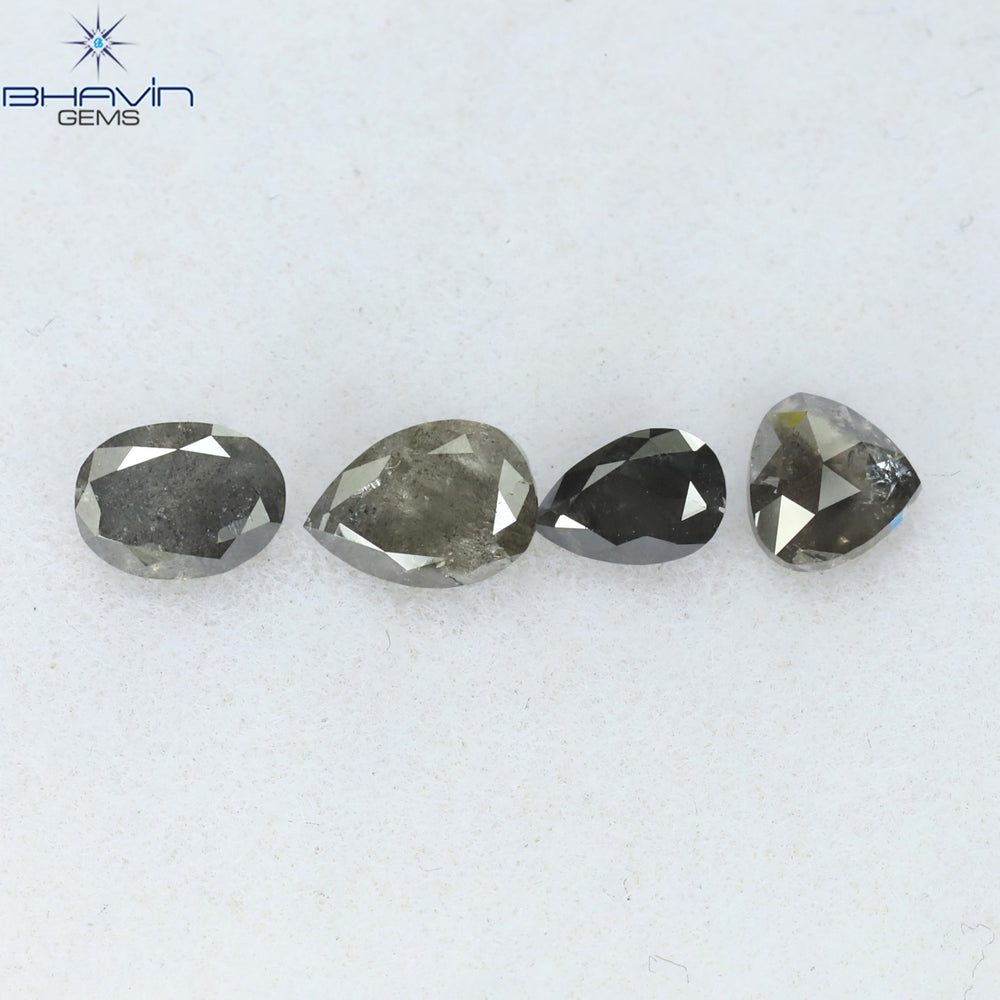 0.83 CT/4 PCS Mix Shape Natural Diamond Salt And Pepper Color I3 Clarity (4.95 MM)