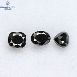 1.03 CT/3 PCS Mix Shape Natural Diamond Black Color Opaque Clarity (4.35 MM)