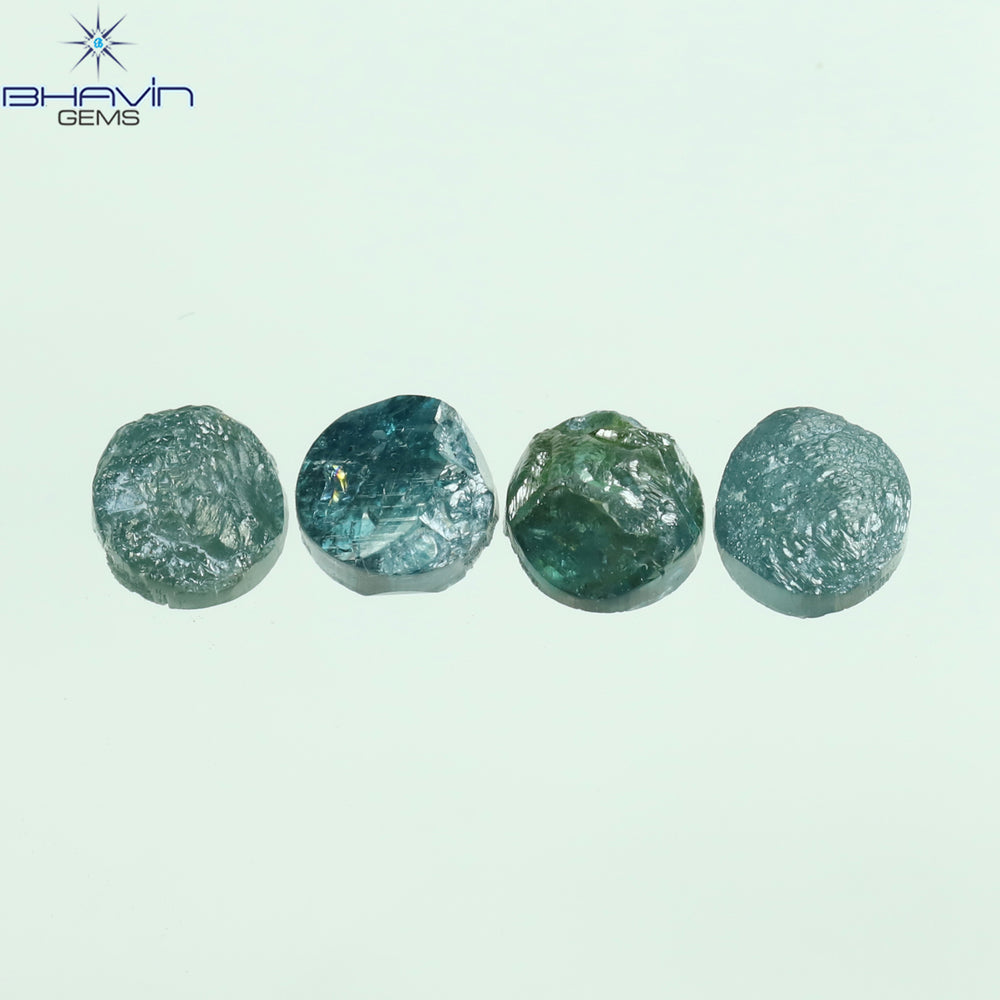 1.05 CT、ノーカット ポルキ シェイプ、天然ダイヤモンド、ブルー カラー、I3 クラリティ (5.42 MM)
