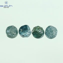 1.05 CT、ノーカット ポルキ シェイプ、天然ダイヤモンド、ブルー カラー、I3 クラリティ (5.42 MM)