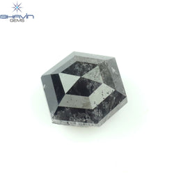 0.69 CT Hexagon Shape Natural Loose Diamond Salt And Pepper Color I3 Clarity (5.64 MM)