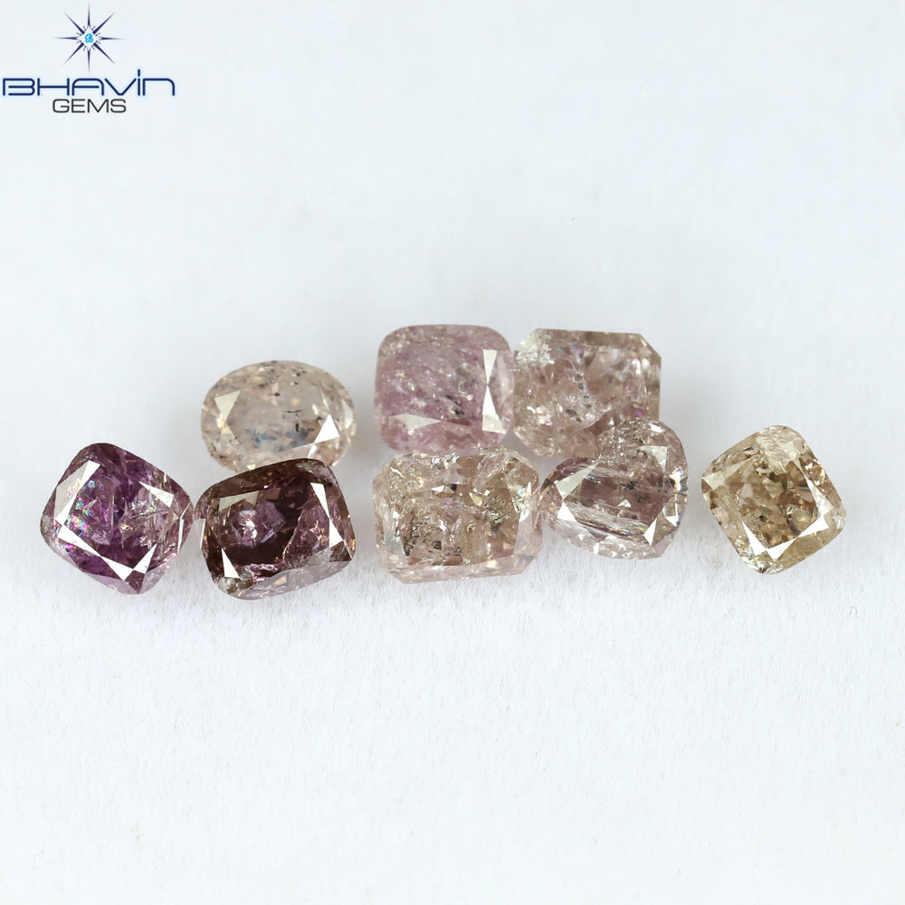 3.00 CT/8 Pcs Mix Shape Natural Diamond Pink Color I3 Clarity (4.75 MM)