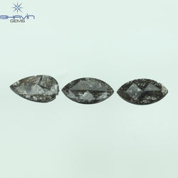 1.29 CT/3 Pcs Mix Slice Shape Natural Diamond  Salt And Pepper Color I3 Clarity (9.40 MM)