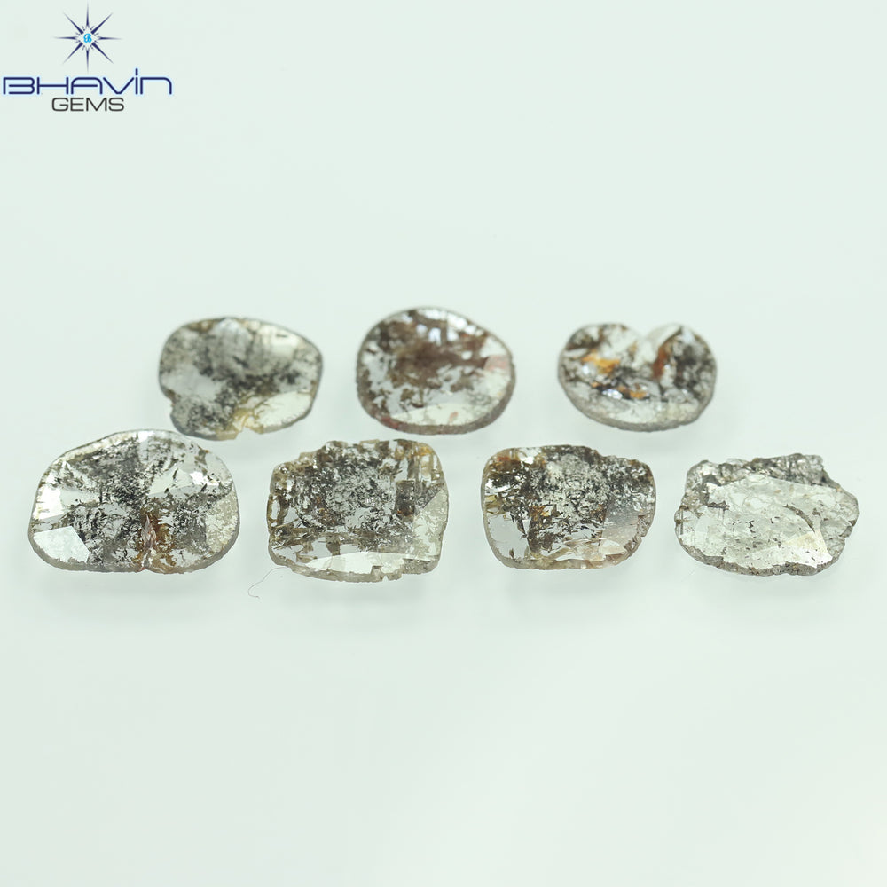 3.09 CT/7 PCS Slice Shape Natural Diamond Salt And Pepper Color I3 Clarity (8.88 MM)