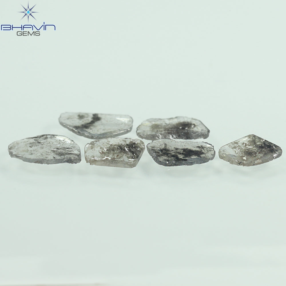 2.48 CT/6 Pcs Slice Shape Natural Diamond Salt And Pepper Color I3 Clarity (9.15 MM)
