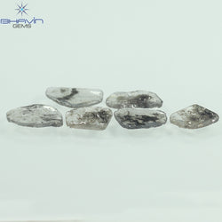 2.48 CT/6 Pcs Slice Shape Natural Diamond Salt And Pepper Color I3 Clarity (9.15 MM)
