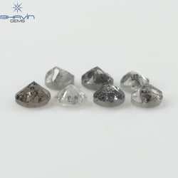 0.31 CT/7 Pcs Uncut Shape Salt And Pepper Color Natural Loose Diamond I3 Clarity (2.28 MM)