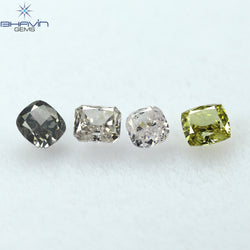 0.51 CT/4 Pcs Cushion Shape Natural Diamond Mix Color VS-SI Clarity (3.08 MM)