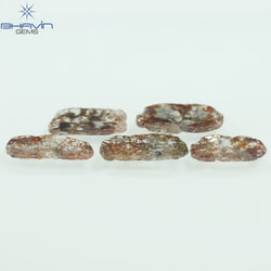 3.57 CT/5 Pcs Slice Shape Natural Loose Diamond Brown Color I3 Clarity (11.59 MM)