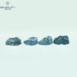 0.82 CT /4 Pcs Pear Rough Shape Blue Color Natural Loose Diamond I3 Clarity (4.45 MM)
