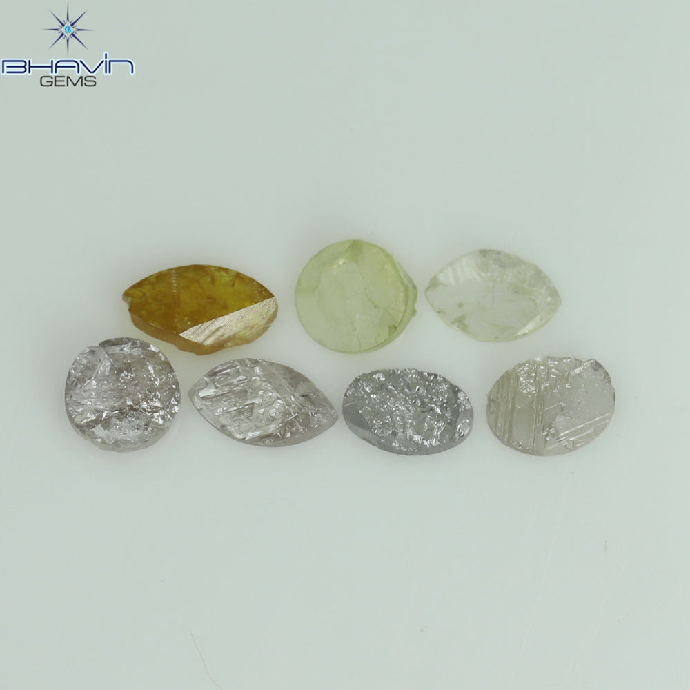 0.59 CT /7 Pcs Uncut Shape Mix Natural Loose Diamond I3 Clarity (4.25 MM)