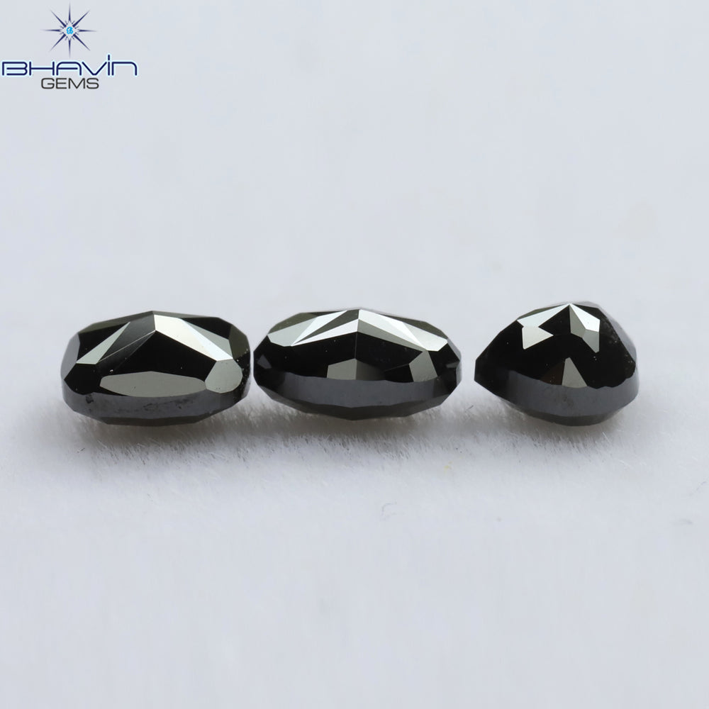 1.03 CT/3 PCS Mix Shape Natural Diamond Black Color Opaque Clarity (4.35 MM)